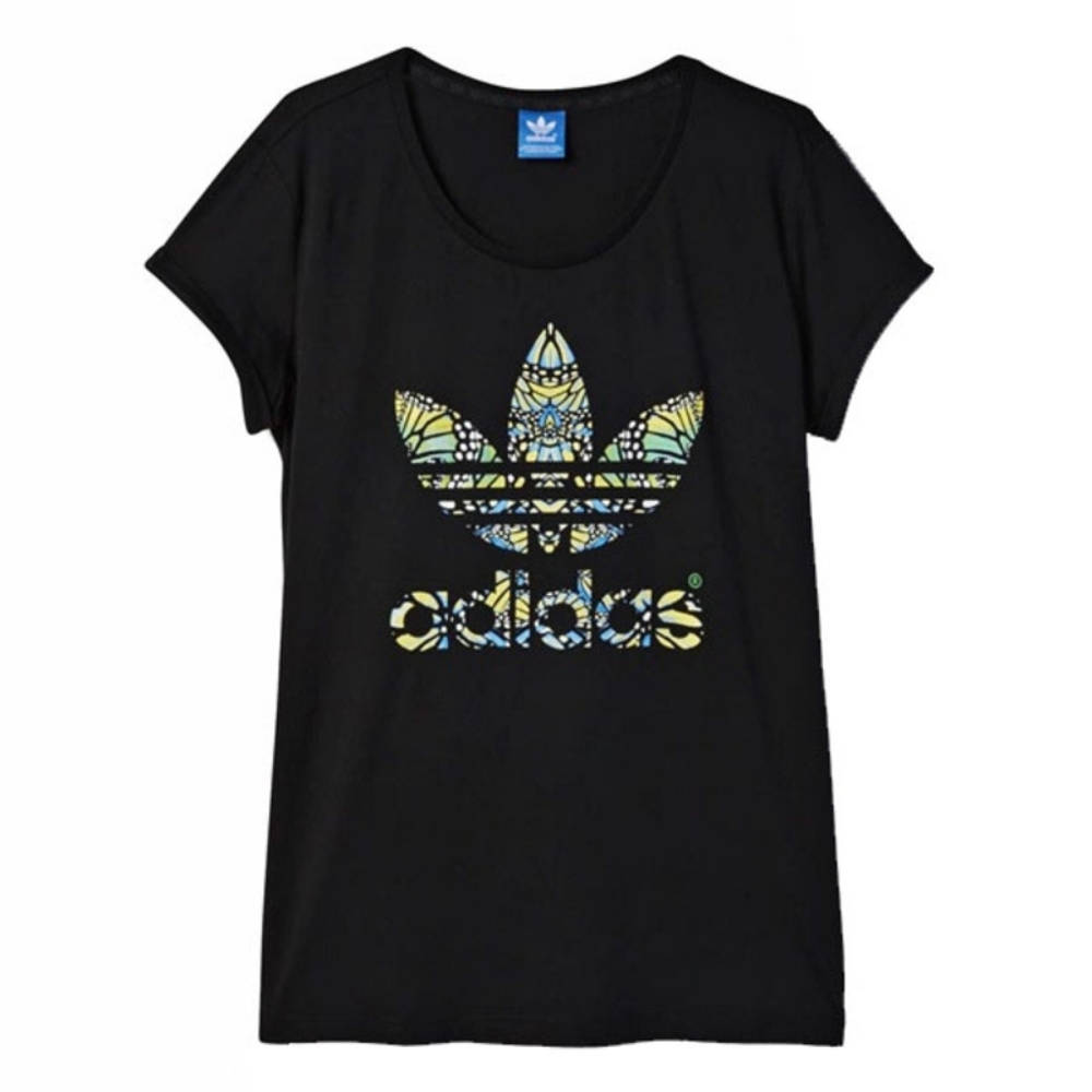 ADIDAS - Rare Jardim Agharta Butterfly Trefoil Logo Black Graphic T-Shirt Size L